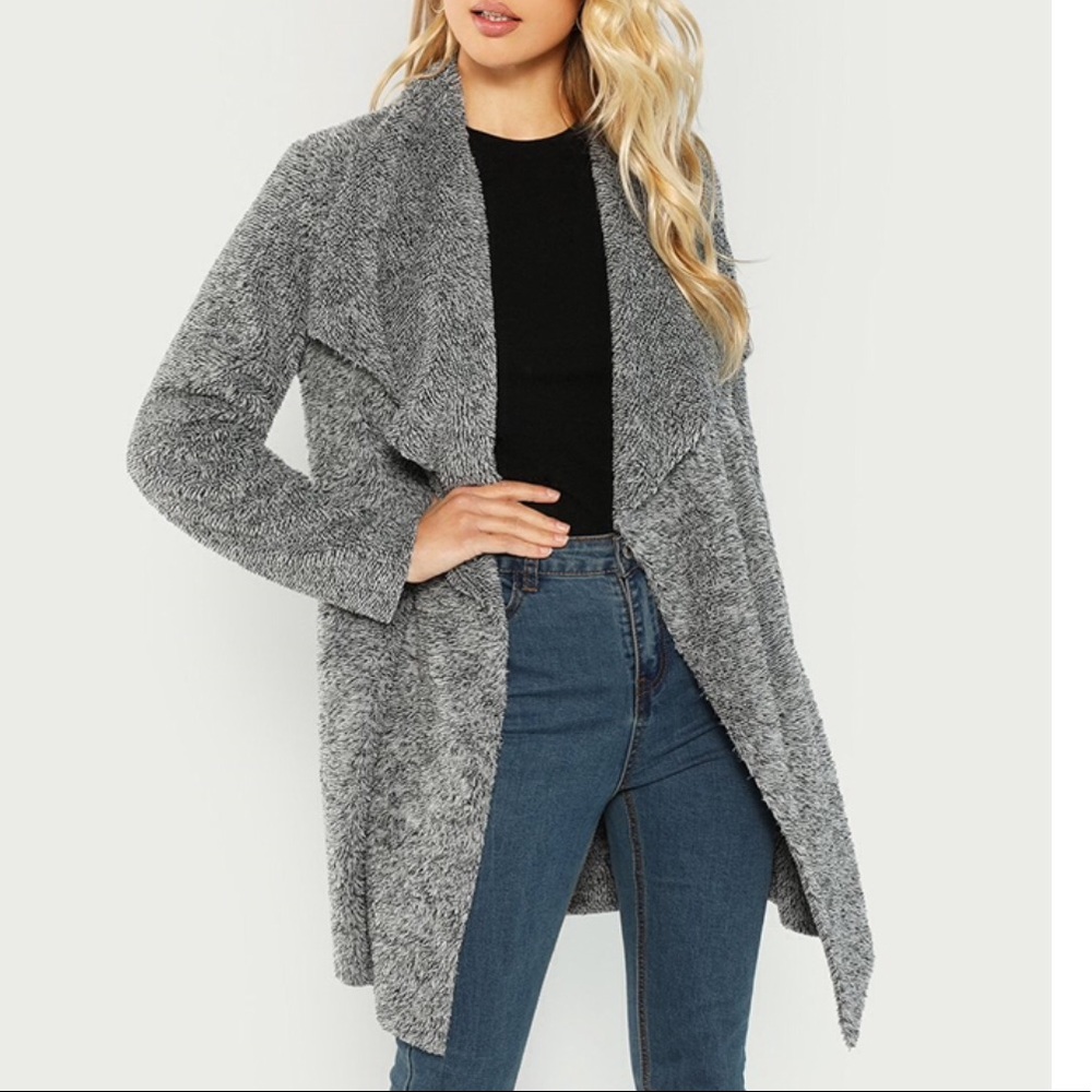 COPY - Open Front Grey Marble Cardigan